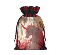 Unicorns Red 1 bolsa de Navidad con cordón de 8.3 x 11.8 pulgadas, bolsa robusta para regalos y artículos esenciales de uso diario