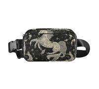 Unicorns Starry Night Black Cute Waist Pack Crossbody Bag for Men Women Waterproof Chest Belt Bum Bag with Adjustable Strap for Workout Running Hiking Unicorns Starry Night Black, One Size, Unicornios