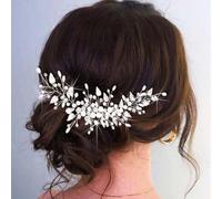 Unicra Crystal Bride Wedding Hair Vine Silver Pearl Headband Bridal Hair Accessories for Women and Girls