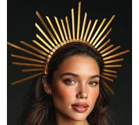 Unicra Halo Diadema dorada con corona de halo para festivales, carnaval y diosas, accesorios para el cabello para mujer