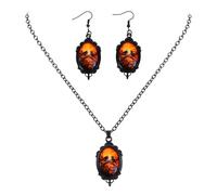 Unicra Juego de joyas góticas para Halloween, color negro, collar y pendientes para mujer, talla única, Acero aleado, No es una piedra preciosa