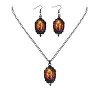 Unicra Juego de joyas negras de Halloween, juego de joyería gótica para disfraz de festival, collar y aretes para mujer, talla única, Metal, No es una piedra preciosa