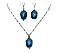 Unicra Juego de joyas negras de Halloween, juego de joyería gótica para disfraz de festival, collar y aretes para mujer, talla única, Metal, No es una piedra preciosa