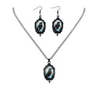 Unicra Juego de joyas negras de Halloween, juego de joyería gótica para disfraz de festival, collar y aretes para mujer, talla única, Metal, No es una piedra preciosa