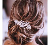 Unicra Silver Wedding Crystal Hair Vines Flor Hoja Tocados Accesorios para el cabello para la novia (Plata)
