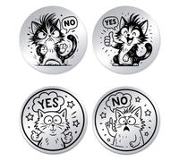 UNICRAFTAL 2 piezas 2 estilos de moneda desafío sí no gato para tomar decisiones regalo moneda divertida para amigos conmemorativos con caja de papel ficha pregunta respuesta de acero inoxidable