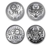 UNICRAFTAL 2 piezas 2 estilos pieza desafío sí no luna y sol de acero inoxidable doble cara cráneo decisivo adivinación conmemorativa regalos para hombres mujeres