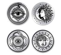 UNICRAFTAL 2 piezas 2 estilos sol luna Ouroboros ojo que ve cualquier pieza afortunada de acero inoxidable doble cara serpientes desafío decisión hombres mujeres