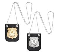 UNICRAFTAL 2 piezas Insignia de policía americana con cadena clip cinturón accesorios traje policía para Halloween Cosplay eventos temáticos 3.82x2.8 pulgadas, Cuero