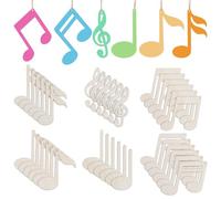 Unicraftal: 36 estilos de notas musicales de madera, artesanía, notas musicales, sin acabar, recortes artesanales con cuerda, 10 m, adornos colgantes para manualidades, para pintura, artes, decoración