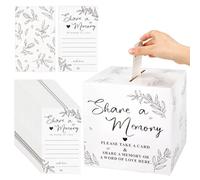UNICRAFTAL 50 Tarjetas Blancas De Memoria Compartida Y 1 Caja De Mensajes De Papel Ideas Para Celebrar La Vida Decoraciones Memoriales Para Ceremonias De Vida Boda Cumpleaños Retiro Funeral