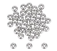 Unicraftal - Lote de 40 perlas de 6 mm, 304 perlas deslizantes de acero inoxidable con plástico, 1 mm, pequeño agujero, perla, suelta de metal, para pulseras, fabricación de joyas