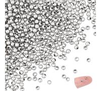 Unicraftal - Lote de 500 perlas espaciadoras redondas, acero inoxidable, 2 mm, perlas espaciadoras pequeñas a granel, perlas metálicas lisas para hacer pulseras de collares de joyerías: 0,8 mm