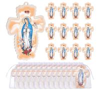 UNICRAFTALE 1 bolsa de 20 3 x 14 5 cm marco con marco de fotos de bautizo Guadalupe Madonna con 24 cruces bolsa de regalo diseño de madera hecho a mano para bautizos ocasiones de memoria
