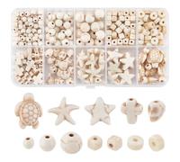 UNICRAFTALE 1 caja de 329 perlas de tortuga marina, blancas, estrellas de mar, redondas sintéticas turquesa, para hacer joyería