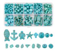 UNICRAFTALE 1 caja de perlas de tortuga marina, perlas azules de estrella de mar, 290 unidades, redondas, sintéticas, turquesas, estrellas de mar, tortugas, perlas cruzadas, para verano, océano,