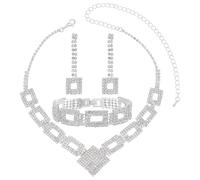UNICRAFTALE 1 juego de joyas de cristal de estrás compuesto por collar, pendientes y pulsera, juego de joyas para novias, ideal para bodas, damas de honor y fiestas, Diamante de imitación
