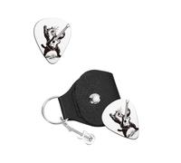 UNICRAFTALE 1 púa de guitarra de acero inoxidable, púa personalizada con funda de piel sintética, accesorios en forma de gato para músicos, amantes de los músicos, jugadores, cumpleaños