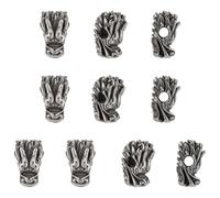 UNICRAFTALE 10 cuentas de acero inoxidable quirúrgico 316, cuentas de cabeza de dragón, estilo tibetano, cuentas espaciadoras de plata envejecida para manualidades, pulseras, collares, joyas, agujero