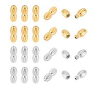 UNICRAFTALE 10 Jeux 2 Couleurs Fermoirs Vis Acier 304 Ovales Collier Connecteur Bouchon Embouts Cordon 12mm Long