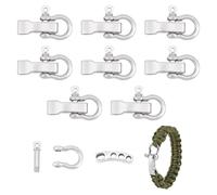 UNICRAFTALE 10 juegos de grillete ajustable de platino para supervivencia, cierres de pulsera de metal, cierre de gancho de ancla, clip de grillete D para pulsera de supervivencia, 27 mm de largo