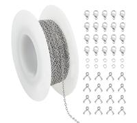 UNICRAFTALE 10 m/Rollo de Collar de Cadenas de Cable de Acero Inoxidable Y 20 Anillos de Salto Abiertos Y 20 Cierres de Garra de Langosta Y 10 fianzas
