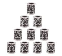UNICRAFTALE 10 Piezas Perlas Europeas Acero Inoxidable Columna de Plata Antigua Nudo Trinidad para Barba Vikingo y Cabello Fabricación de Joyas - Agujeros Grandes