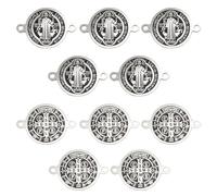 UNICRAFTALE 10 Unids 304 Colgante de San Benito de Acero Inoxidable Conectores Retro de Doble Orificio de 1.2 mm Encanto Colgantes de Metal de San Benito Pulsera Colgantes