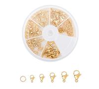 UNICRAFTALE 100 Kit de Fabricación de Joyas 5 tamaños 50 Cierres de Garra de Langosta de Acero Inoxidable con 50 Anillos de Salto Cierres de Oro para la Fabricación Y Reparación de Joyas