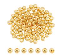 UNICRAFTALE 100 pieza de Cuentas Espaciadoras Redondas Doradas con Textura 304 cuentas Sueltas de Acero Inoxidable Espaciador de Cuentas de Rayas de Metal Hipoalergénico para Hacer Pulseras Joyas