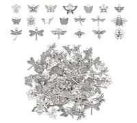 UNICRAFTALE 100 piezas 20 estilos colgante de mariposa plata antigua colgante de animal volador aleación tibetano insecto colgante para primavera verano pulsera collar fabricación de joyas