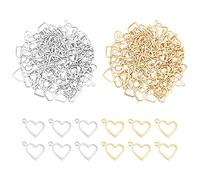 UNICRAFTALE 100 Uds 2 Colores Amuleto de Corazón Amuletos de Metal Hipoalergénicos Colgantes de Acero Inoxidable Conjunto de Encanto de 1mm Pequeño Agujero