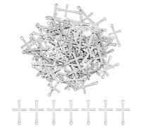 UNICRAFTALE 100 Unids 201 Colgante de Cruz de Acero Inoxidable Conectores Cruzados de Doble Orificio de 1.2 mm Colgantes de Enlace Cruzado de Metal Colgantes de Pendiente de Crucifijo