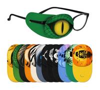 UNICRAFTALE 12 parches ajustables para los ojos con motivos de animales espeluznantes, reutilizables, de forro de algodón, opaco, para usuarios de gafas, izquierda o derecha, varios patrones