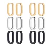 UNICRAFTALE 12 pendientes de aro Huggie de acero inoxidable de 21 mm de largo, ovalados, sin fin, pendientes de aro Huggie para mujeres, Acero inoxidable