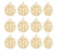 UNICRAFTALE 12 piezas de 18 K chapado en oro de girasol colgantes brillantes de girasol pendientes colgantes colgantes colgantes de metal margarita flor encanto colgante joyería encanto para la