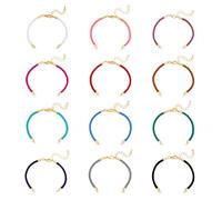 UNICRAFTALE 12 pulseras de nailon de 12 colores, cordón trenzado, pulseras correderas ajustables, 17 cm, accesorios de latón y cierres de mosquetón, pulseras para hacer joyas para mujeres