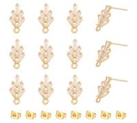 UNICRAFTALE 12 unids pendientes de botón chapados en oro de 18 quilates pendientes con circonitas cúbicas con hoja de anillo que encuentra con tuercas para las orejas para las mujeres pendientes