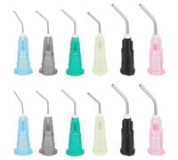 UNICRAFTALE 120 agujas dosificadoras con punta curvada, 6 colores, punta curva de plástico con aguja de precisión roma de acero inoxidable, aguja dispensadora de líquido para rellenar tintas líquidas