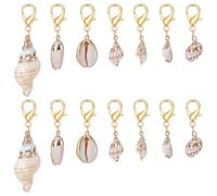 UNICRAFTALE 14 piezas colgante de concha de 7 estilos naturales de conchas cauri grandes colgantes con cierres de mosquetón dorados verano océano mar encanto para pulsera DIY pendiente accesorios,
