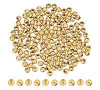 UNICRAFTALE 150 perlas redondas huecas chapadas en oro de 18 quilates de 5 mm, perlas espaciadoras de acero inoxidable, perlas doradas, redondas, planas, redondas, redondas, de metal, para