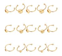 UNICRAFTALE 15pcs cúpula de Oro en Blanco Ajustable Abierto Dedo Anillo Bandeja de Acero Inoxidable Cuff Pad Dedo Anillo de Metal Cuff Bisel Anillos Conjunto para la fabricación de Anillos