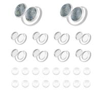 UNICRAFTALE 16 Piezas Base Anillo 17mm Ajustable Abierto Hallazgos Cabujón Vidrio Acero 304 Plano Redondo Almohadilla Bandeja Engaste 12mm DIY