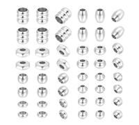 UNICRAFTALE 160 Piezas 8 Estilos Espaciadores de Acero Inoxidable - Cuentas Redondas, Columna, Sueltas, Rondelle, Barril, Hexagonales y Lisas de 4-5 mm