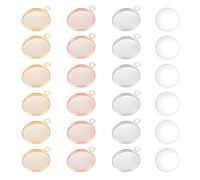 UNICRAFTALE 18 Juego de 3 Colores de 16.(118) in de Bandeja Redonda Plana para Hacer Colgantes 304 ajustes de Cabujón Colgante de Acero Inoxidable Y Cabujones de Cristal Transparente Semiredondos