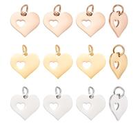 UNICRAFTALE 18 Piezas 3 Colores Corazón con Dije de Corazón Amor Colgante Acero Inoxidable Dije Hipoalergénico Metal Colgante Liso Plano para Hallazgos de Joyería DIY Agujero de 3mm
