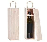UNICRAFTALE 2 cajas de vino de madera para una sola botella (35 x 9,9 x 9,9 cm) con bisagra de papaya, asas de cuerda, caja de regalo de madera prefabricada para fiestas de inauguración, decoración