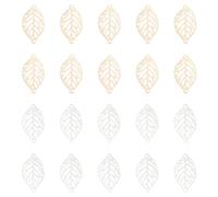 UNICRAFTALE 2 colores, 80 piezas de eslabones de hojas, chapado en latón, adornos de metal grabado, eslabones de hojas para manualidades, joyas, pulseras, collares, aretes, Metal