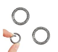 UNICRAFTALE 2 pieza Anillos de Puerta de Resorte de Estilo Tibetano Cierres de Presión Texturizados de Acero Inoxidable de Plata Antigua Clips de Anillo Tórico de 22 mm Ganchos de Presión Hebilla