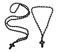 UNICRAFTALE 2 Piezas 2 Estilos Rosario Ortodoxo Cristiano Trenzado a Mano con 100 Nudos, Cordón de Oración Negro de 52-130 cm, Hilos Cristianos Griegos de Poliéster, Cruz Bendita, Glande, Adorno para